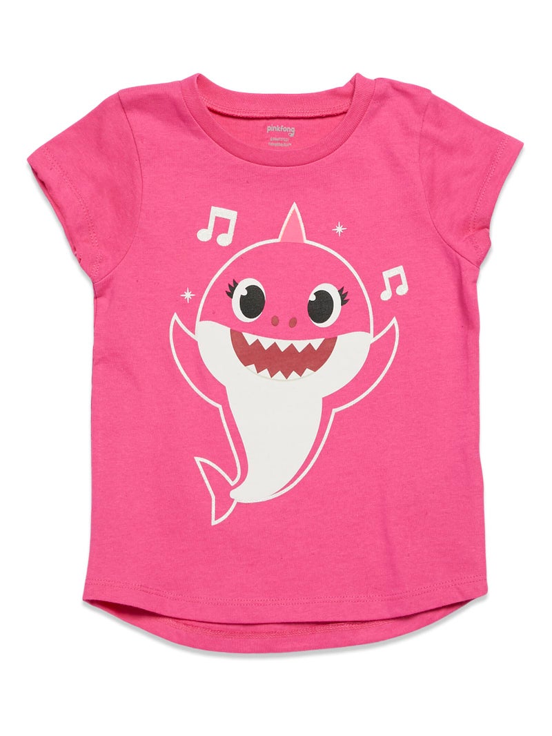 Pinkfong Baby Shark Infant Baby Girls 3 Pack T-Shirts Pink/Yellow/Blue 18 Months - Image 3